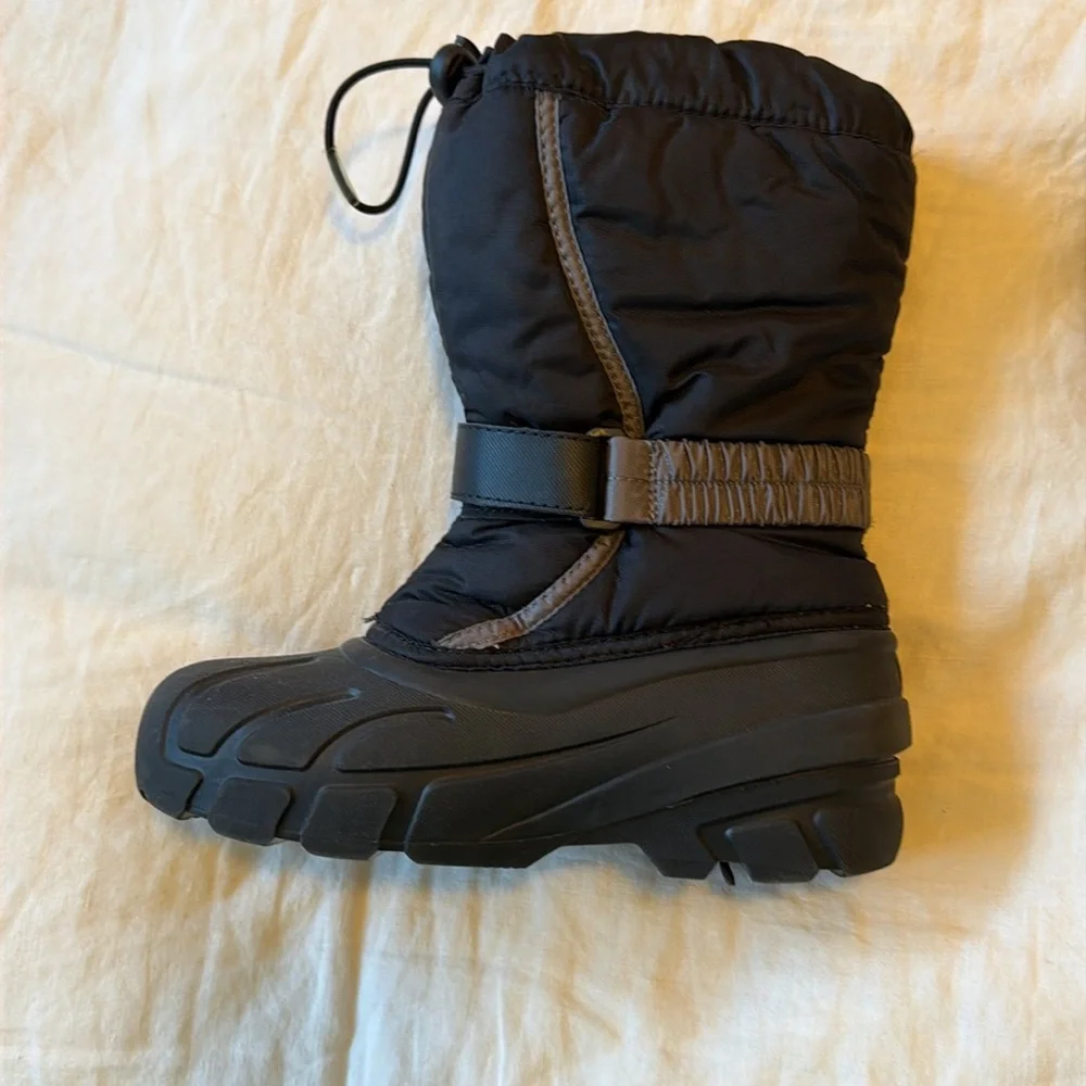 Sorel Youth Flurry Winter Snow Boots Black Size 3